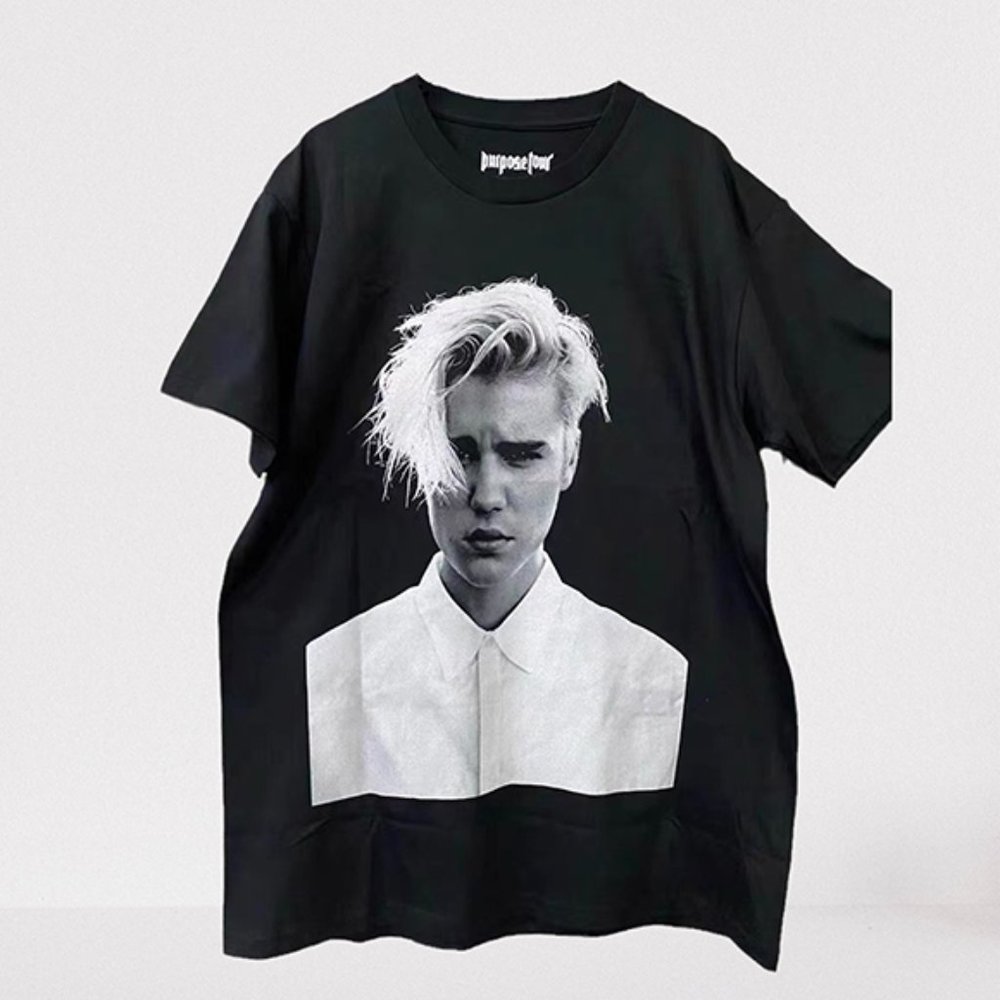 Justin Bieber Black T-shirt, Tees-Short Sleeve